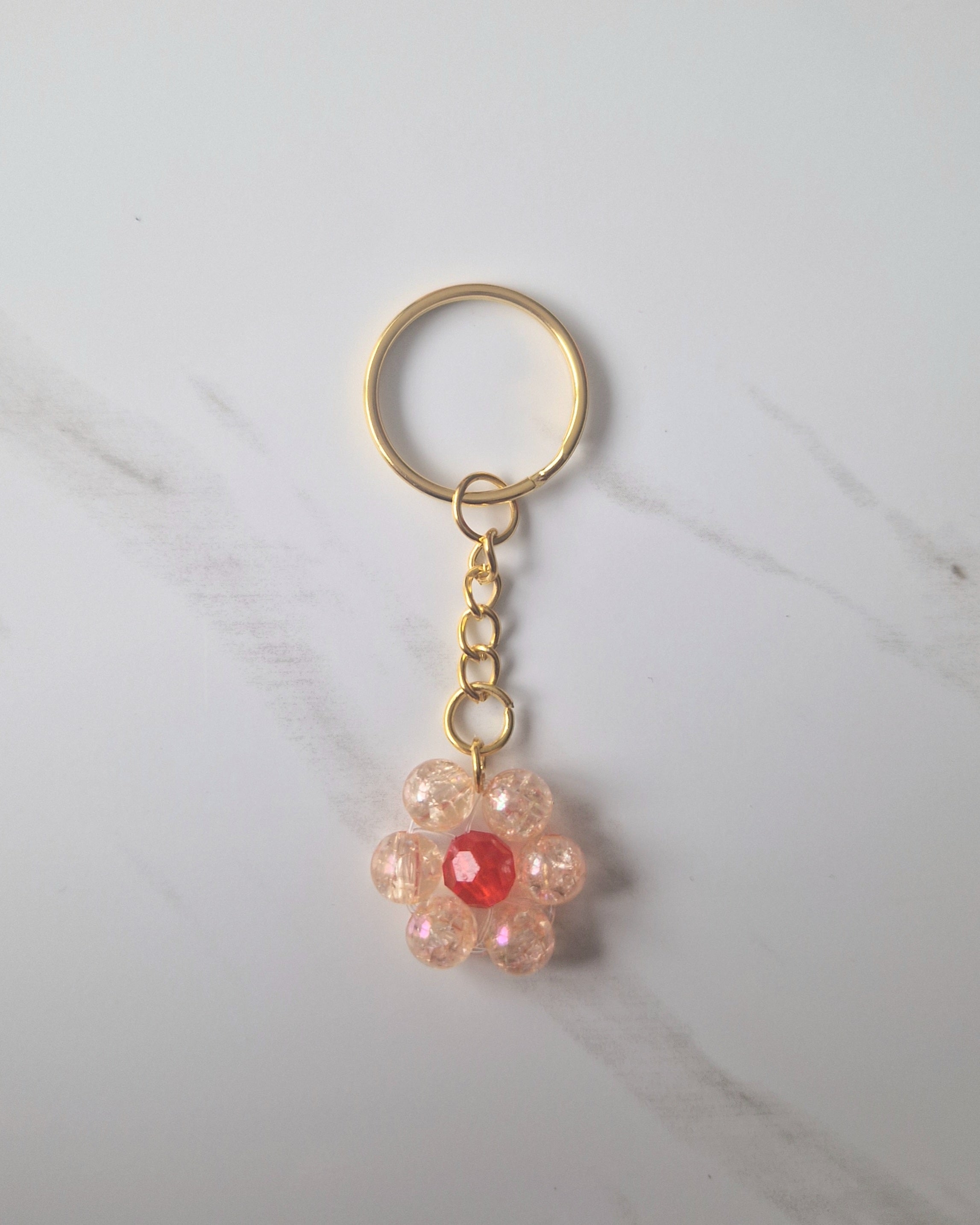 Sparkly Daisy Beaded Keychain Small