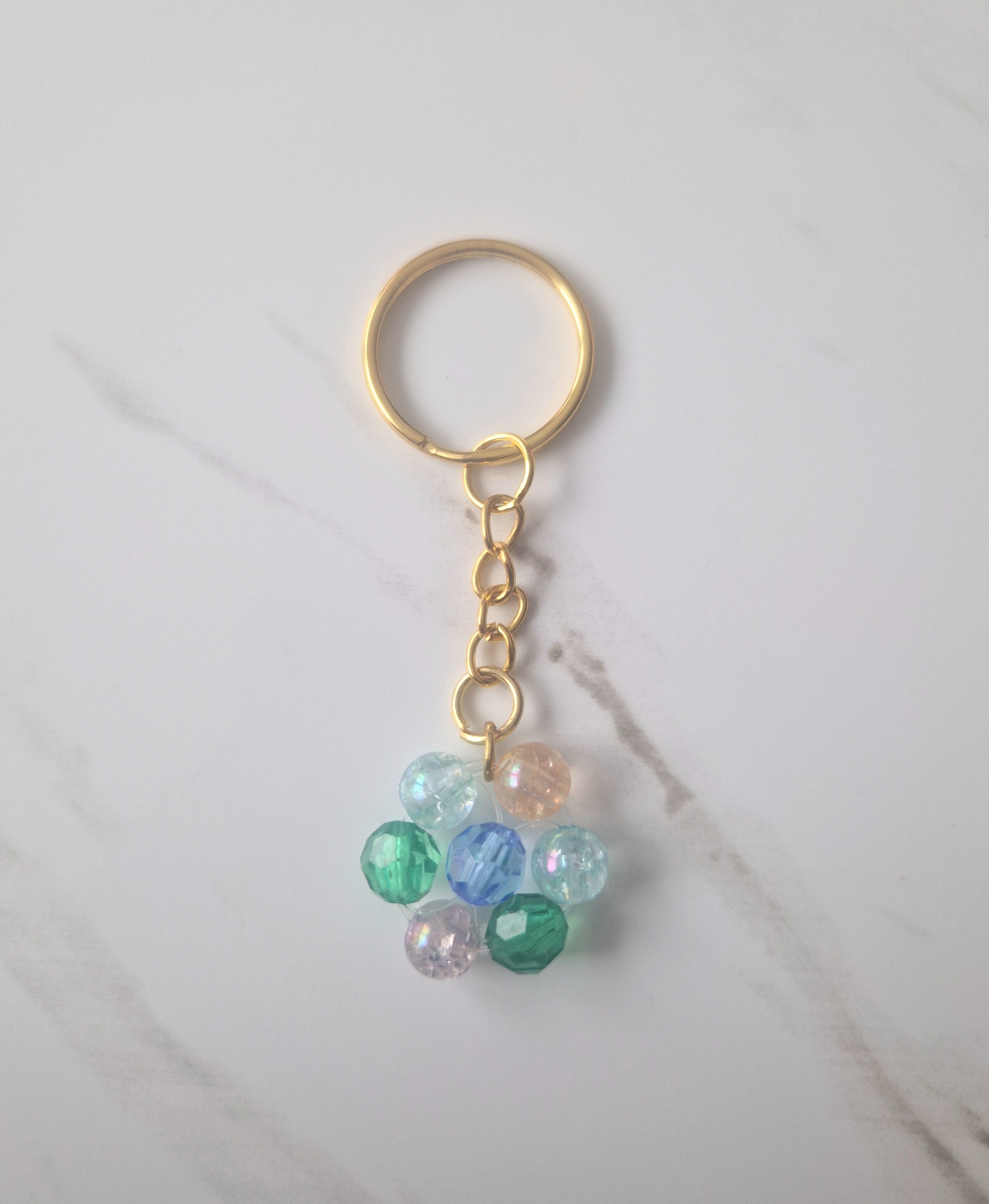 Multi Coloured Beaded Flower Keychain