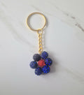 Handmade Blue Beaded Flower Keychain Medium