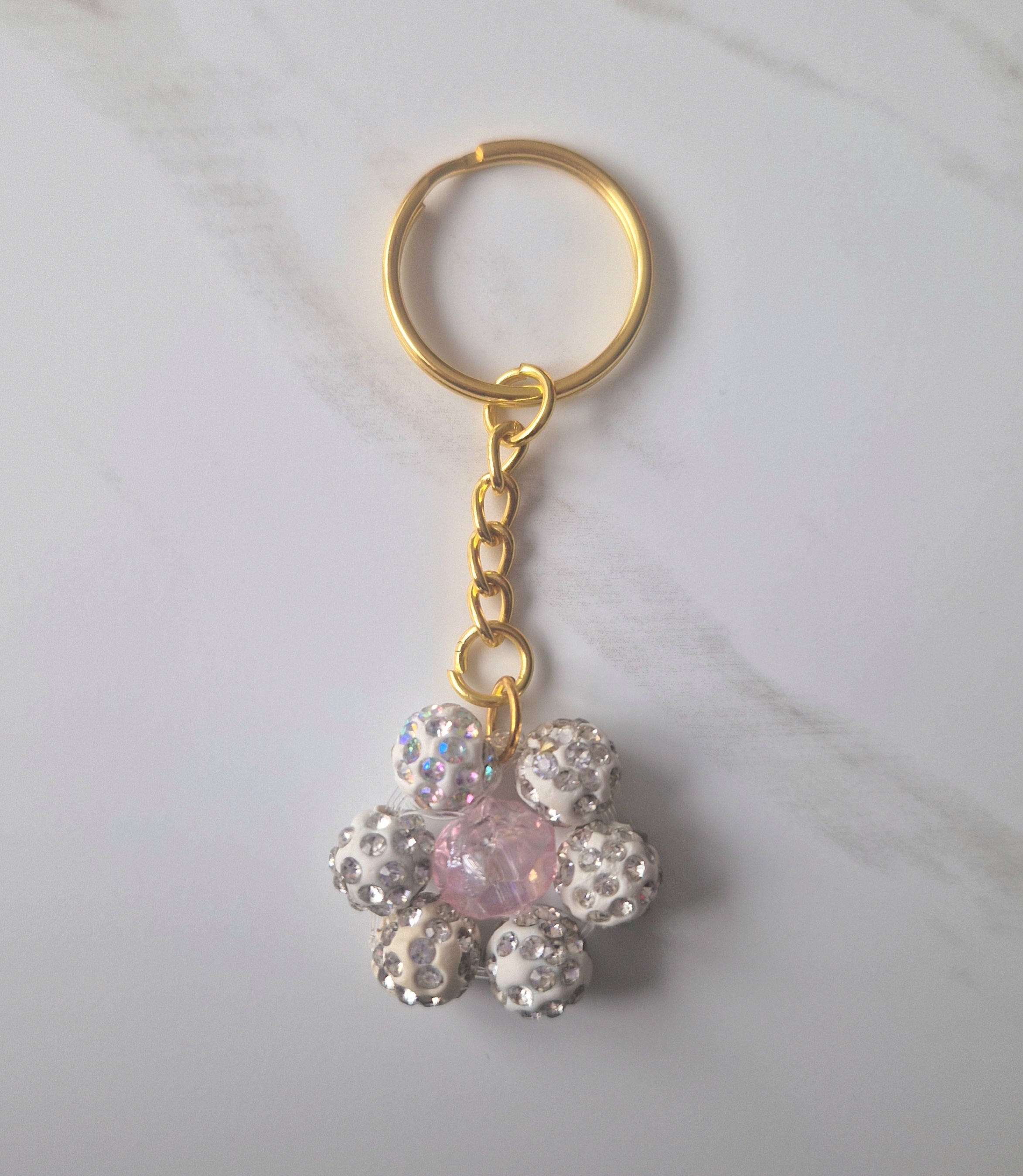 Sparkly Flower Beaded Keychain Medium