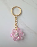 Pink Beaded Flower Sparkle Keychain Medium